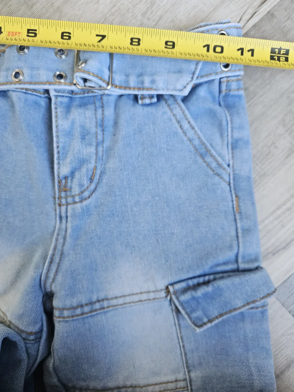 Soho Blue Denim Wide-Leg Cargo Jeans with Belt - Girls' Size 5